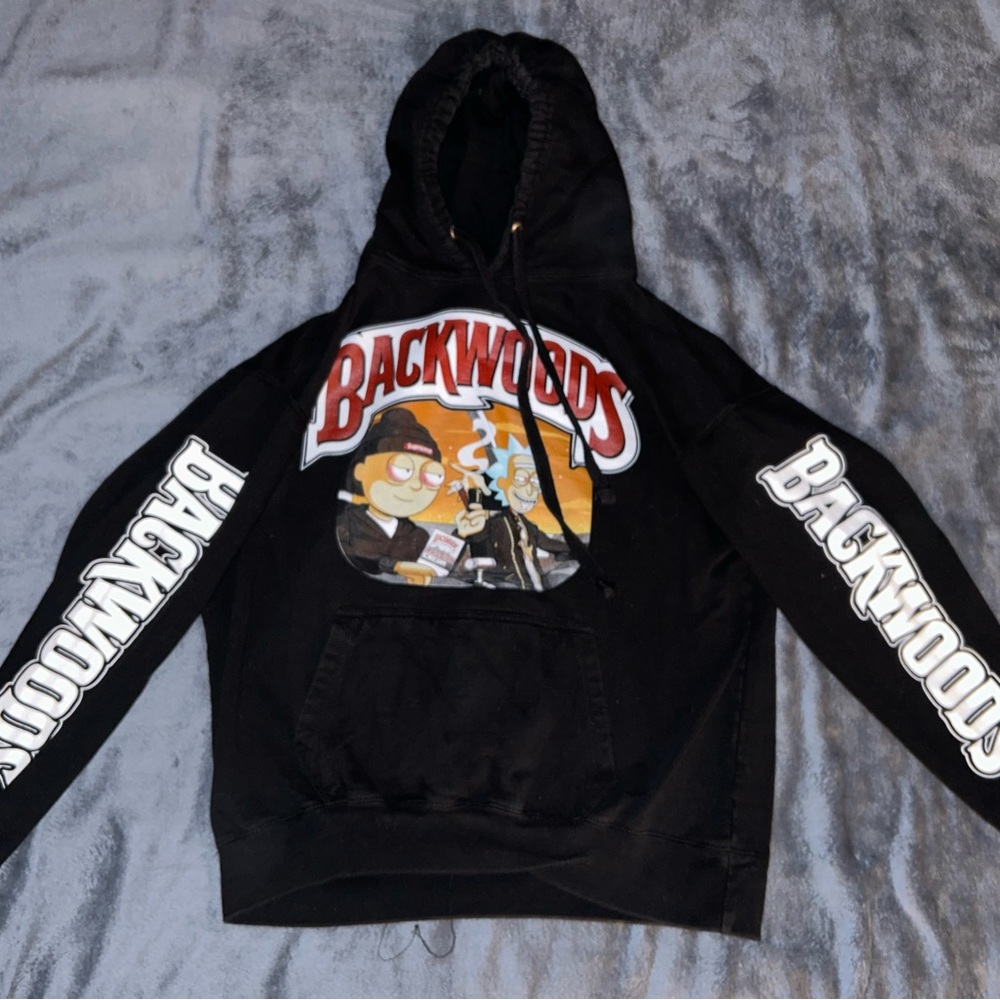 Black “Back woods” Rick & morty hoodie (SZ-L)